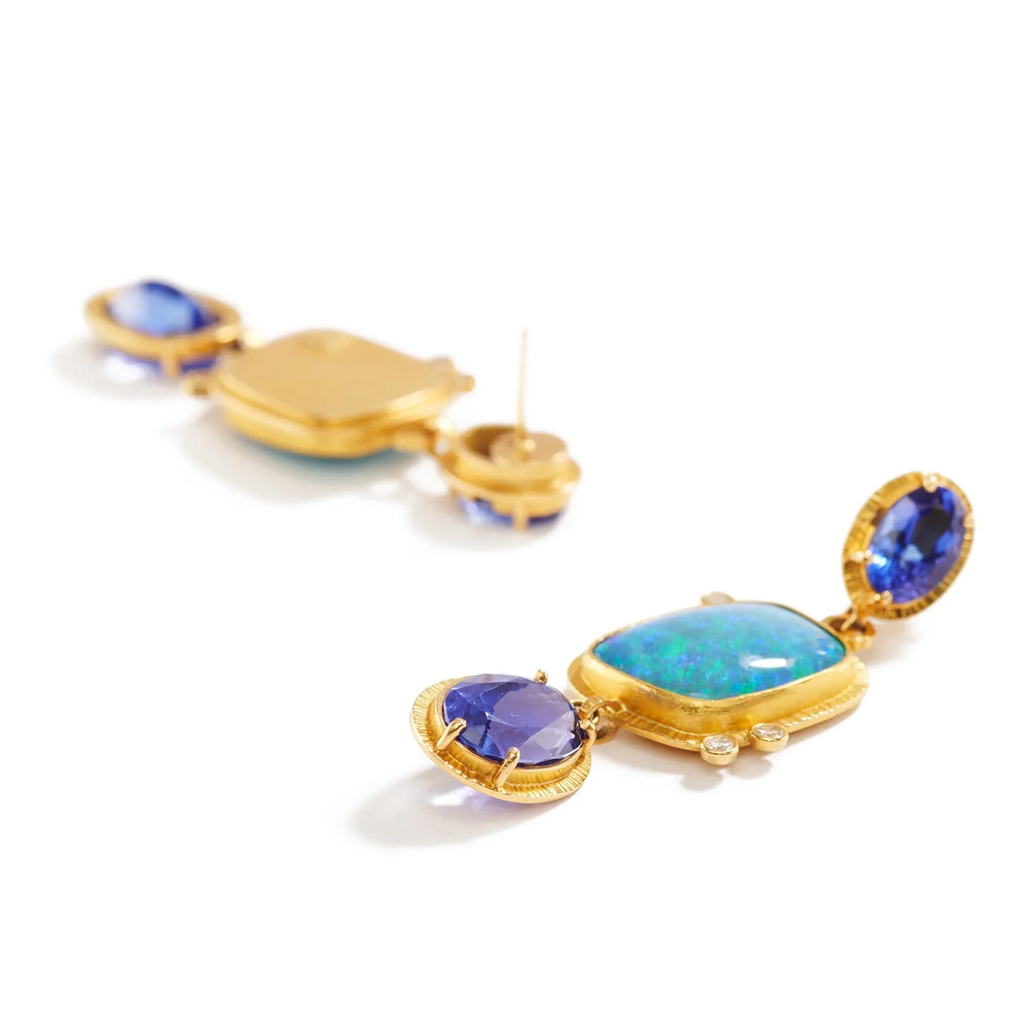 Tanzanite and Black Opal Earrings