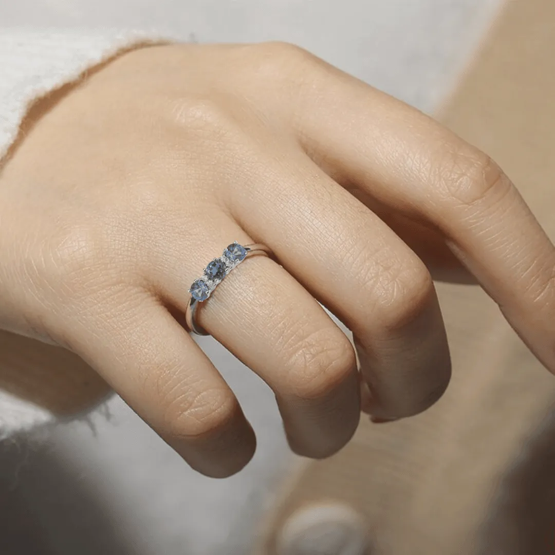 Three Stone London Blue Topaz Ring