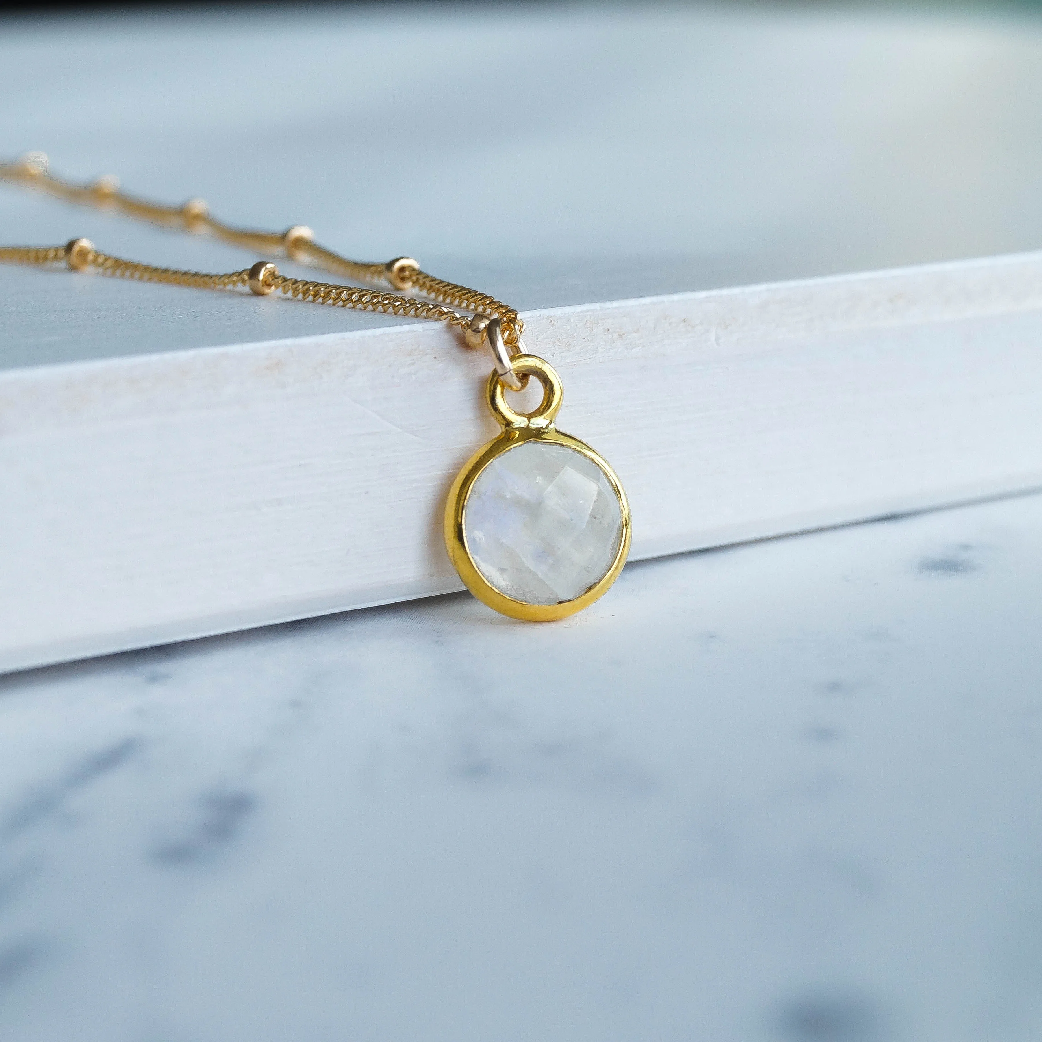 Tiny Moonstone Necklace