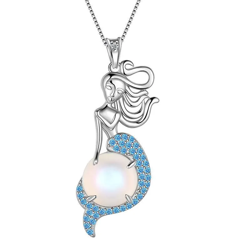 Tokyo Mart Mermaid Pendant Necklace Jewelry Women Girls Birthday Gift 925 Sterling Silver