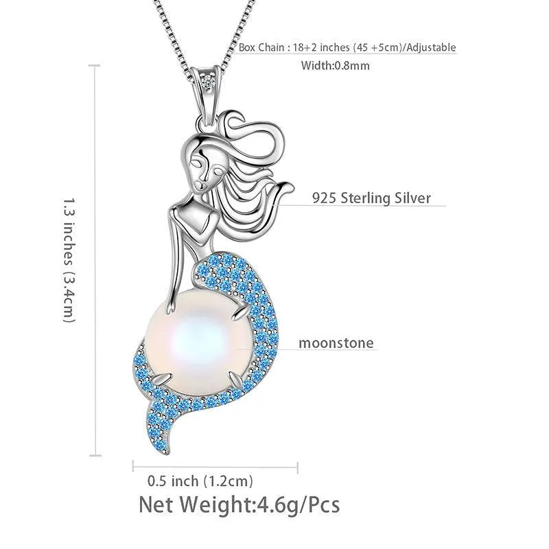 Tokyo Mart Mermaid Pendant Necklace Jewelry Women Girls Birthday Gift 925 Sterling Silver