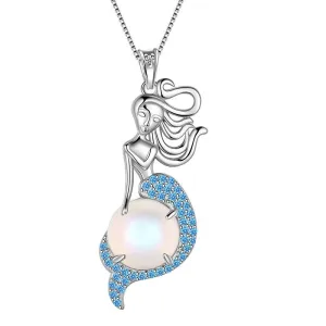 Tokyo Mart Mermaid Pendant Necklace Jewelry Women Girls Birthday Gift 925 Sterling Silver