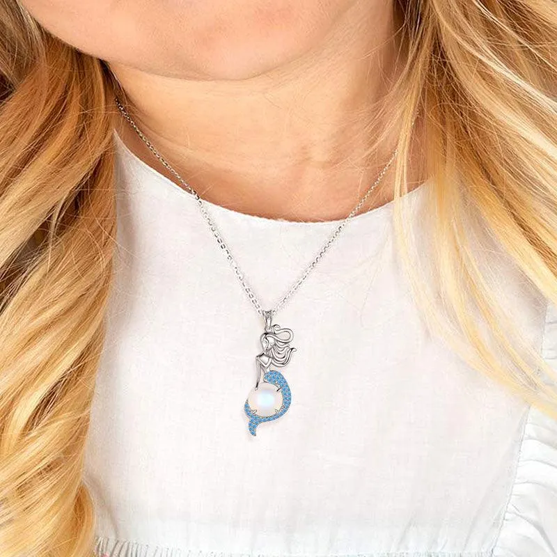 Tokyo Mart Mermaid Pendant Necklace Jewelry Women Girls Birthday Gift 925 Sterling Silver