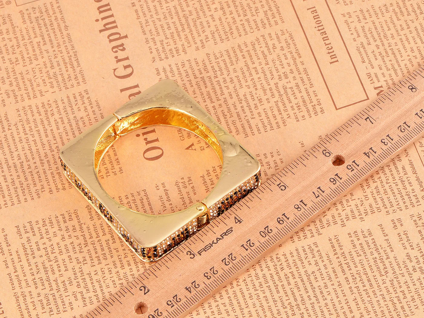 Topaz Encrusted Leopard Print Square Mod Bracelet