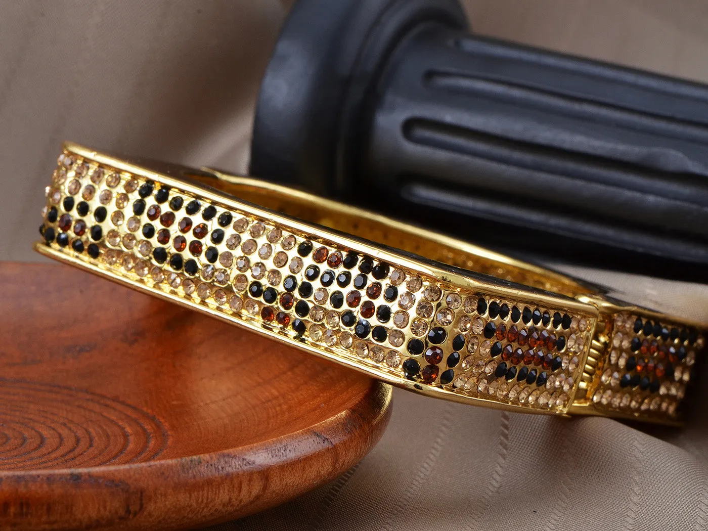 Topaz Encrusted Leopard Print Square Mod Bracelet