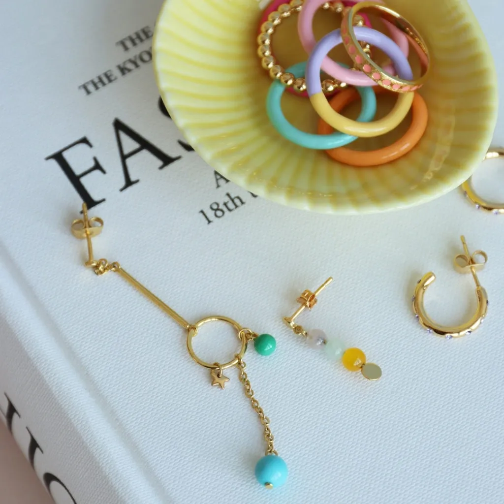 Topping Short 3 Stones earring 1 pcs - Multi