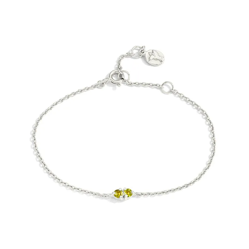 Twin Bracelet, Peridot, Silver