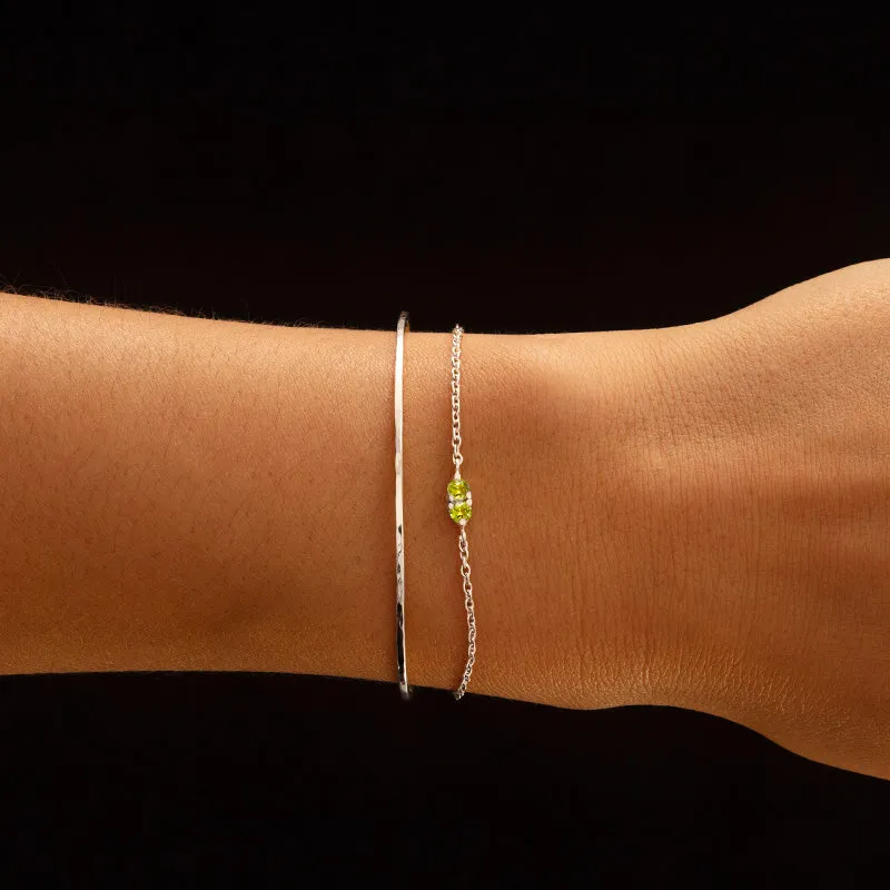 Twin Bracelet, Peridot, Silver
