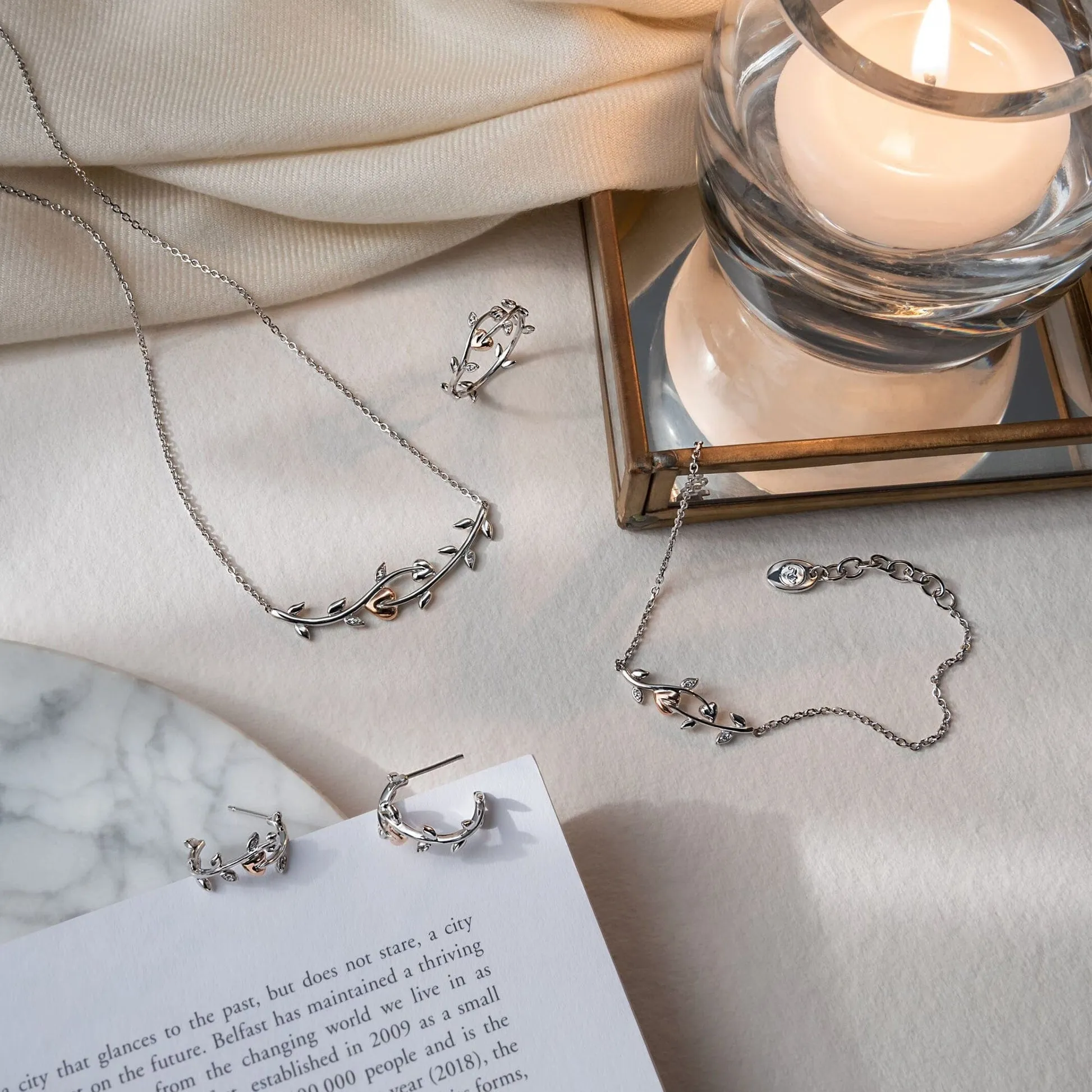 Vine Of Life White Topaz Bracelet - Silver/Rose - 3STOL0234