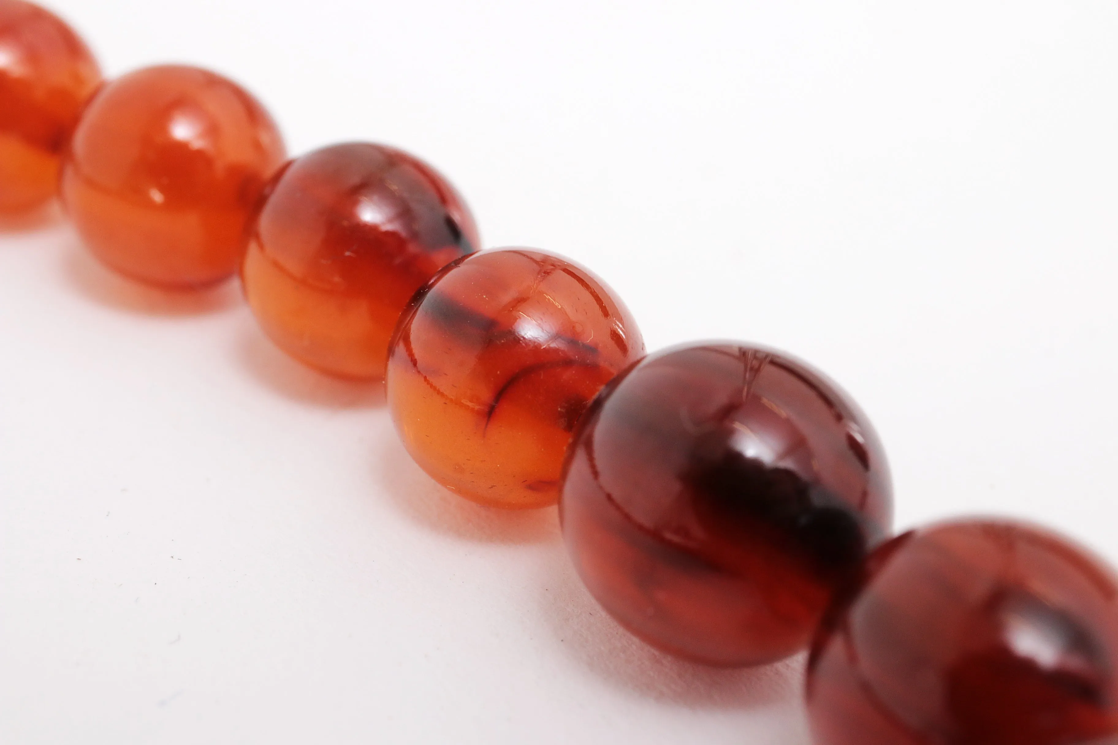 Vintage Orange Round Amber Bead Necklace, 1960