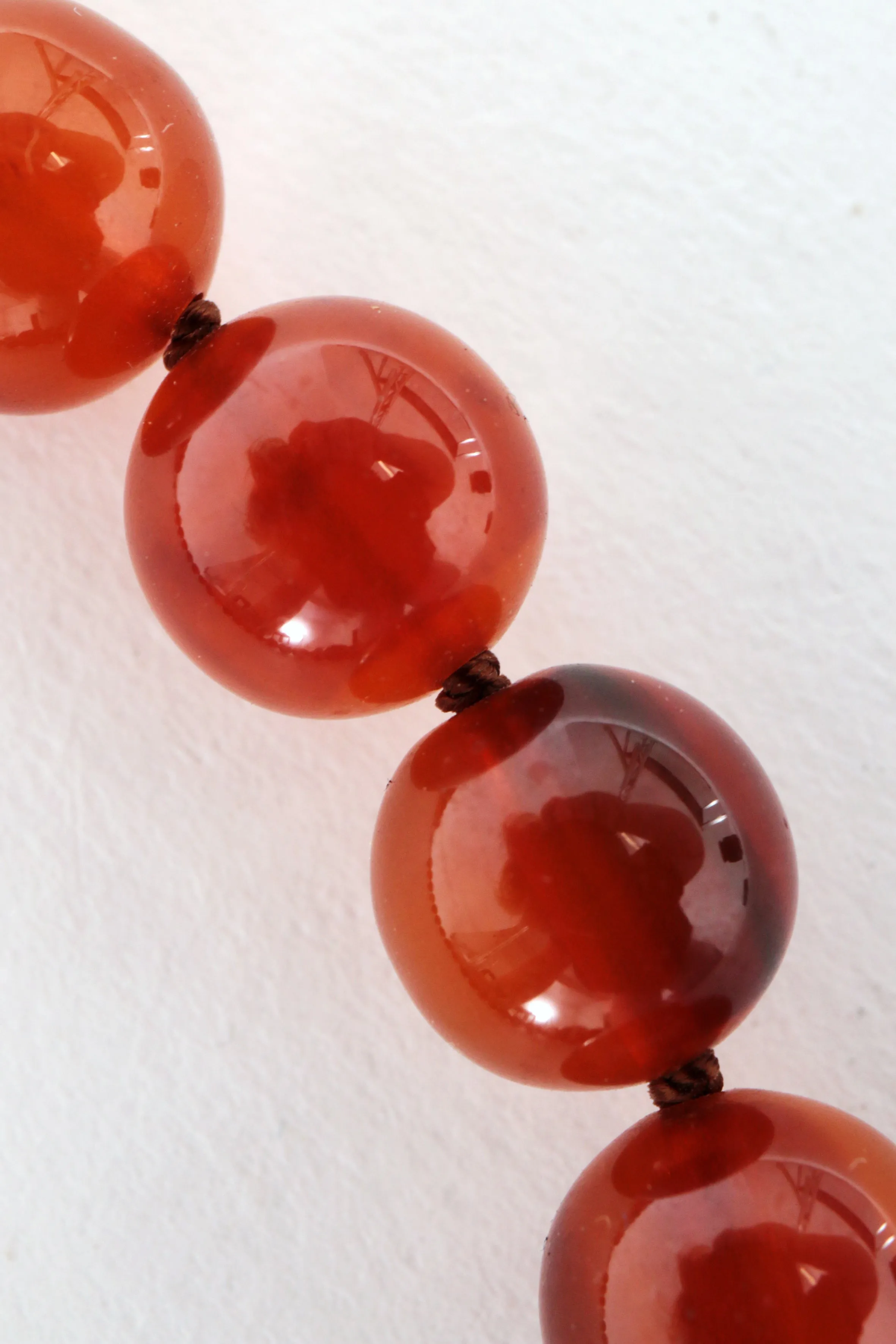 Vintage Orange Round Amber Bead Necklace, 1960