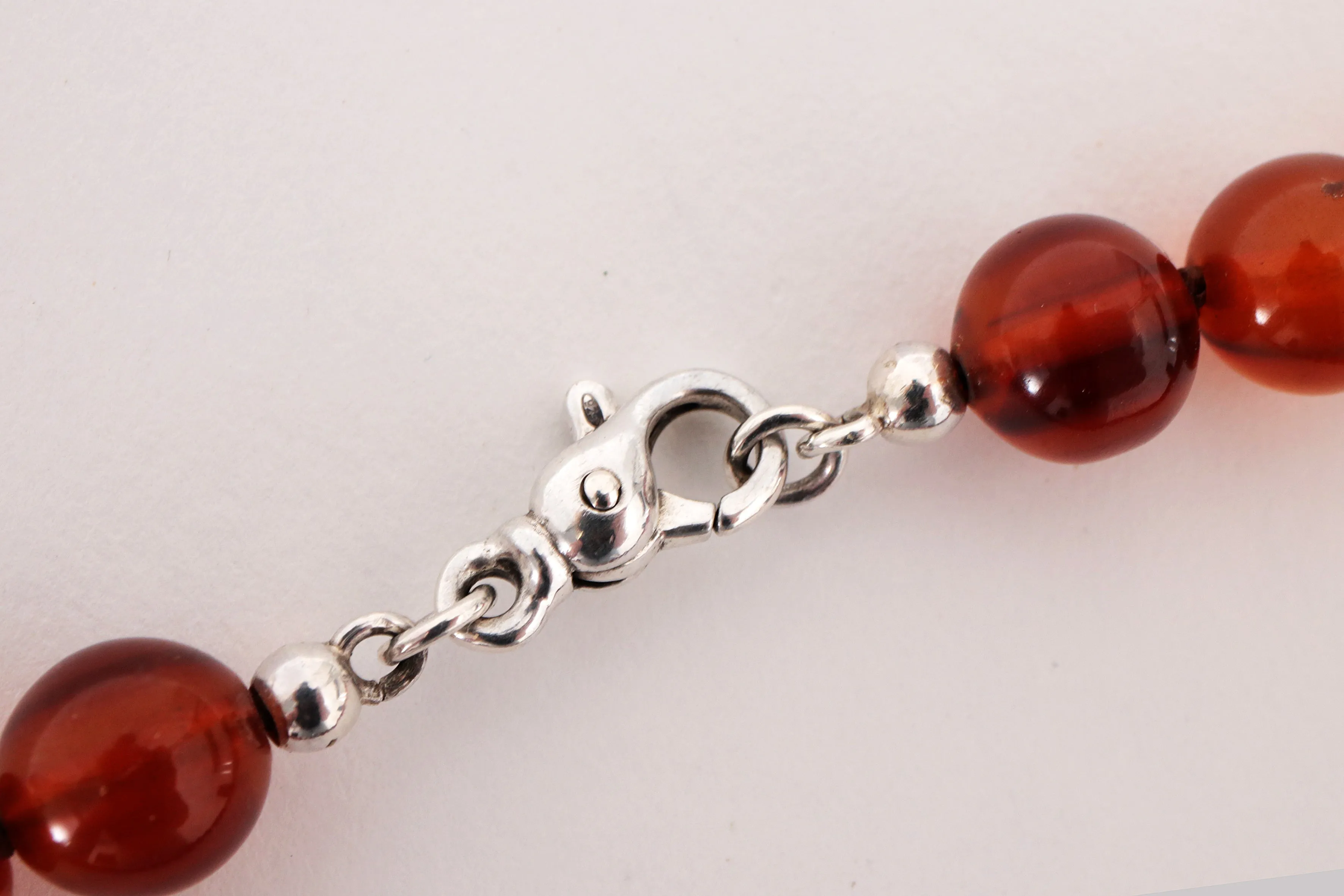 Vintage Orange Round Amber Bead Necklace, 1960