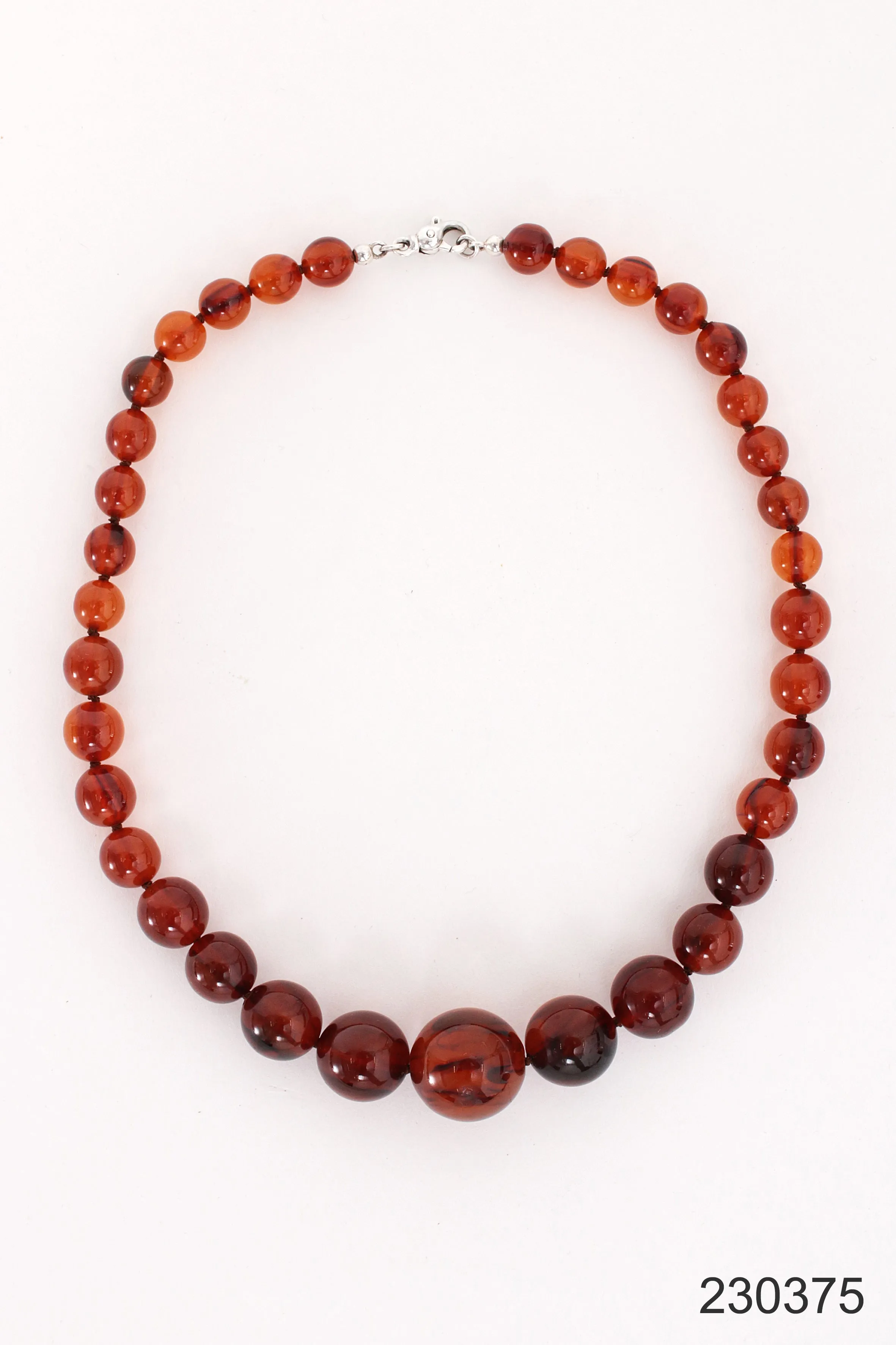 Vintage Orange Round Amber Bead Necklace, 1960