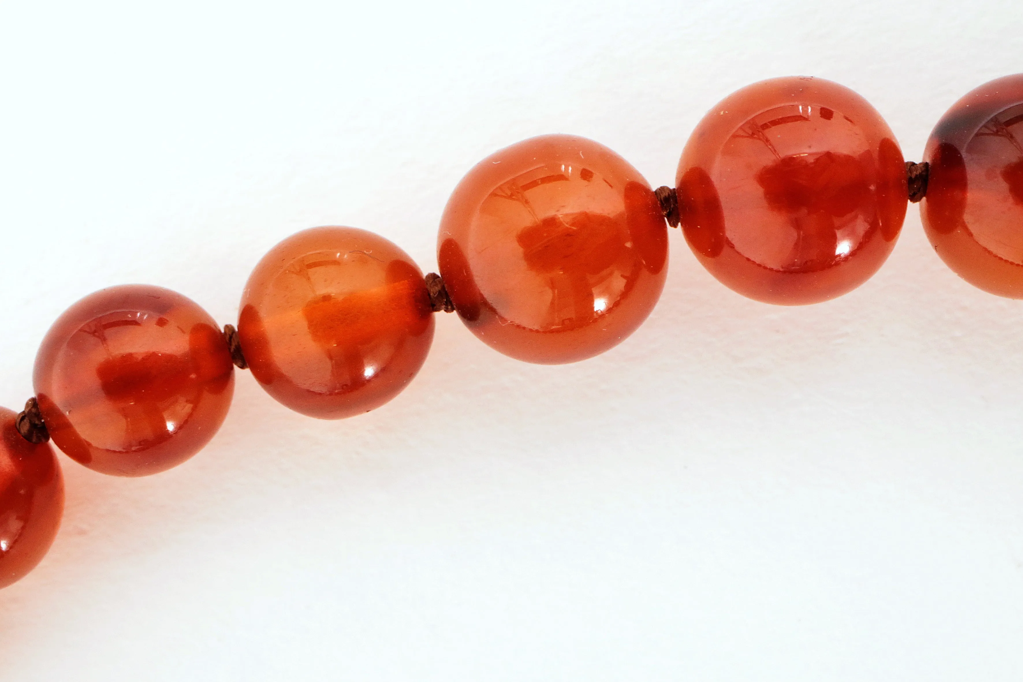 Vintage Orange Round Amber Bead Necklace, 1960