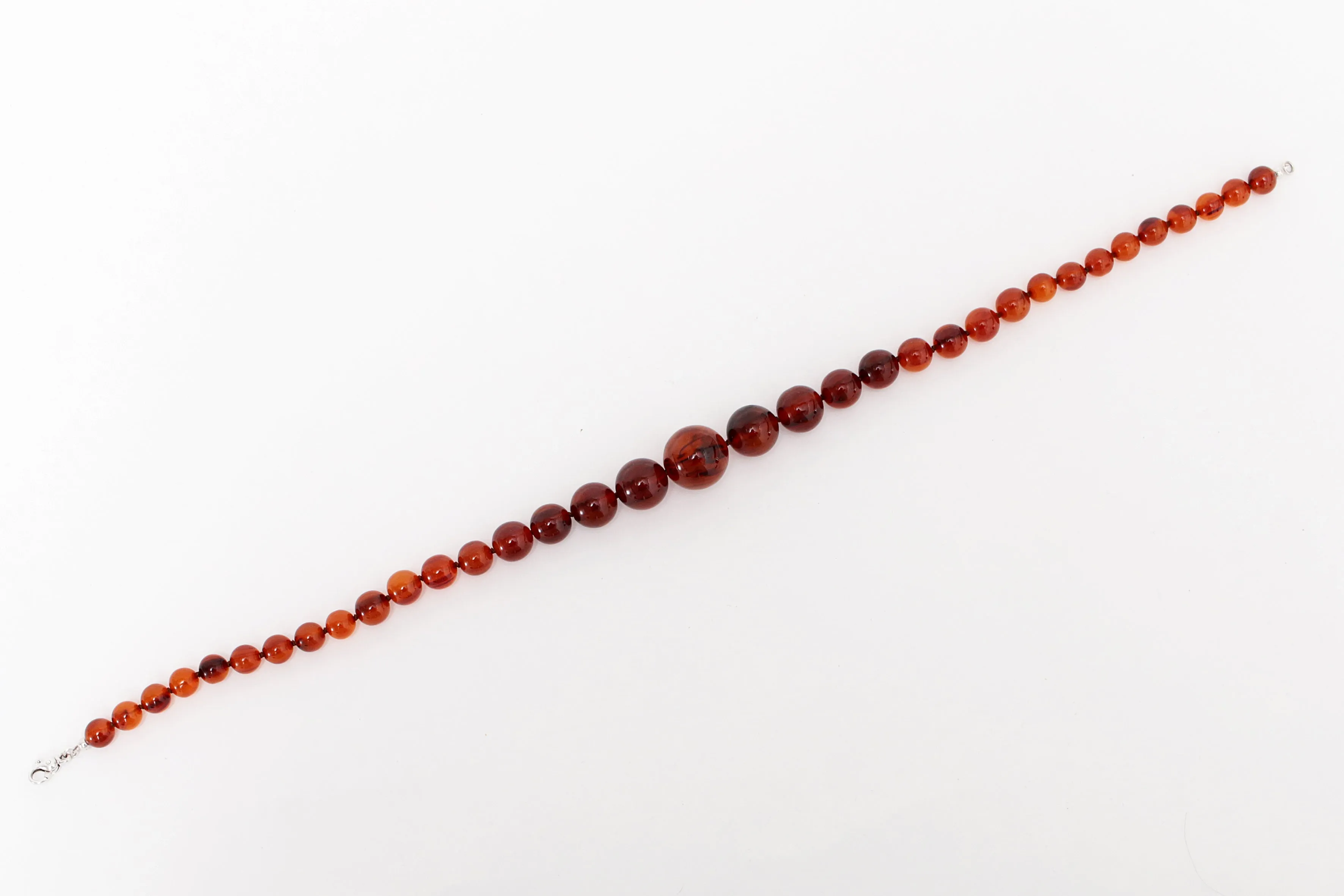 Vintage Orange Round Amber Bead Necklace, 1960