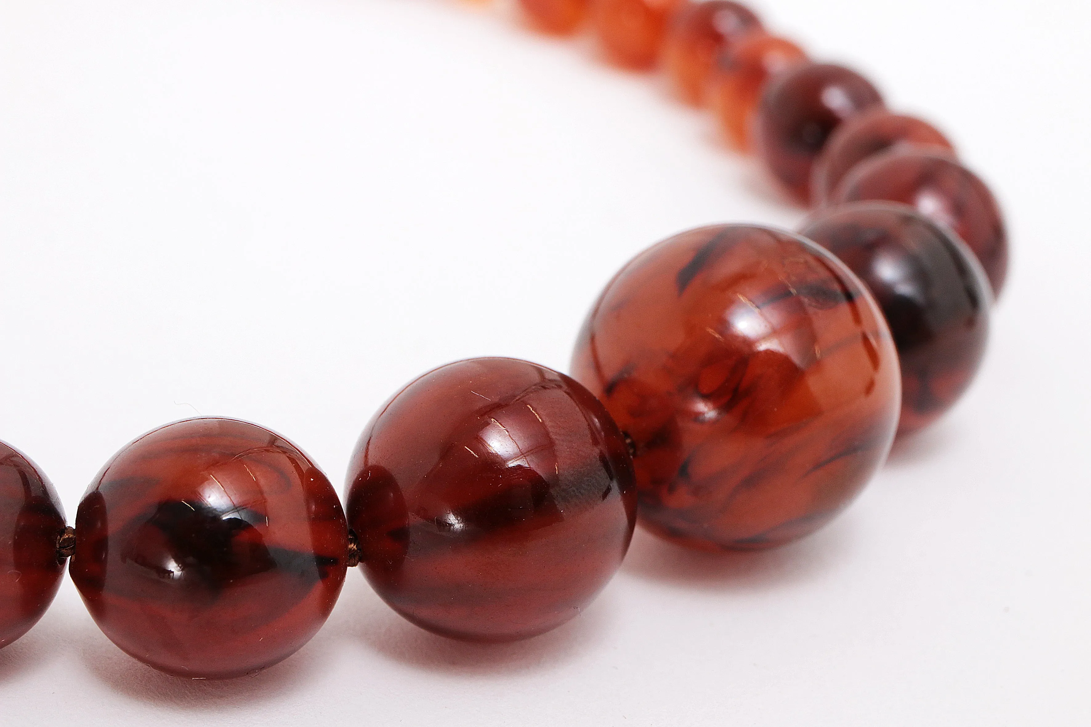 Vintage Orange Round Amber Bead Necklace, 1960