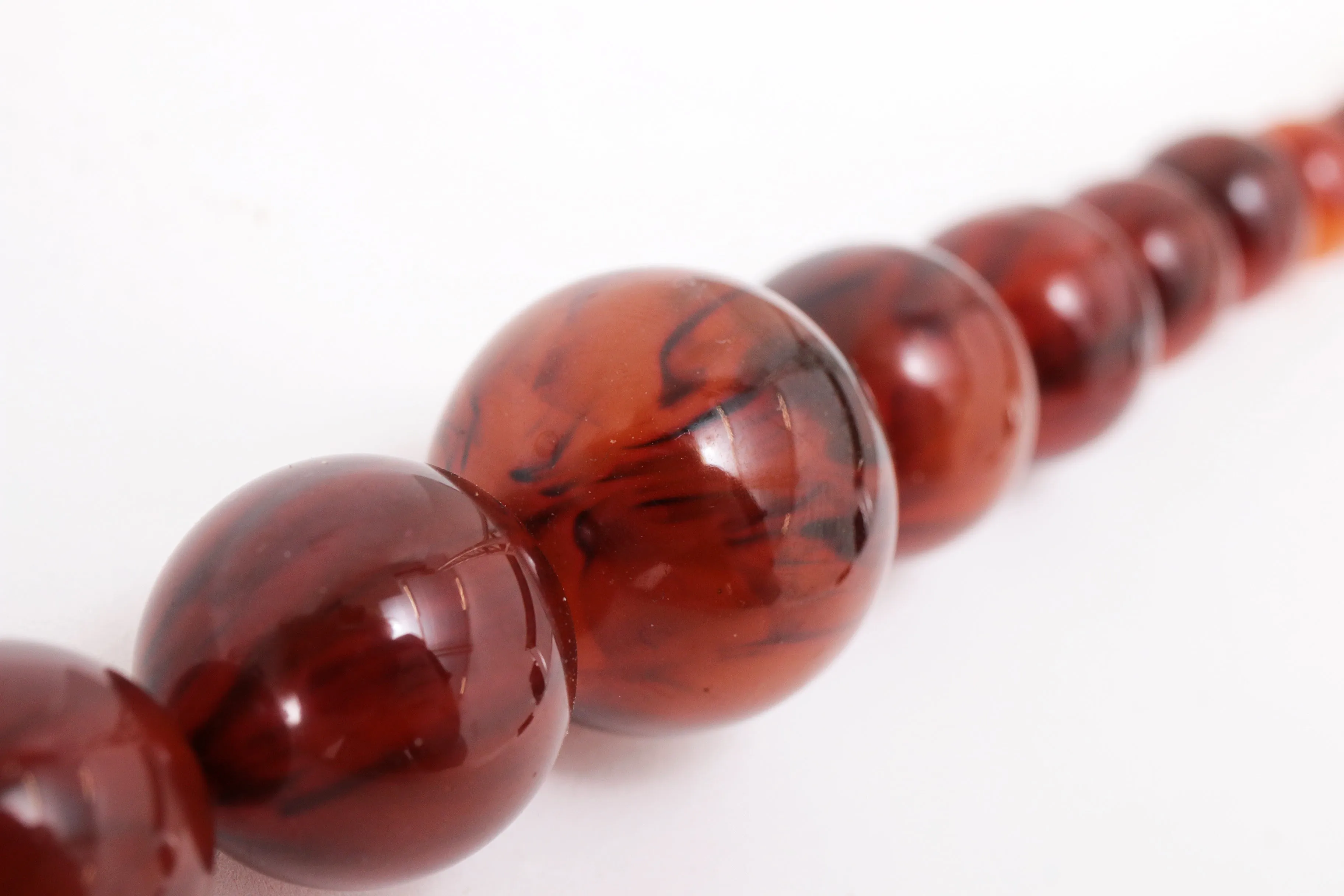 Vintage Orange Round Amber Bead Necklace, 1960