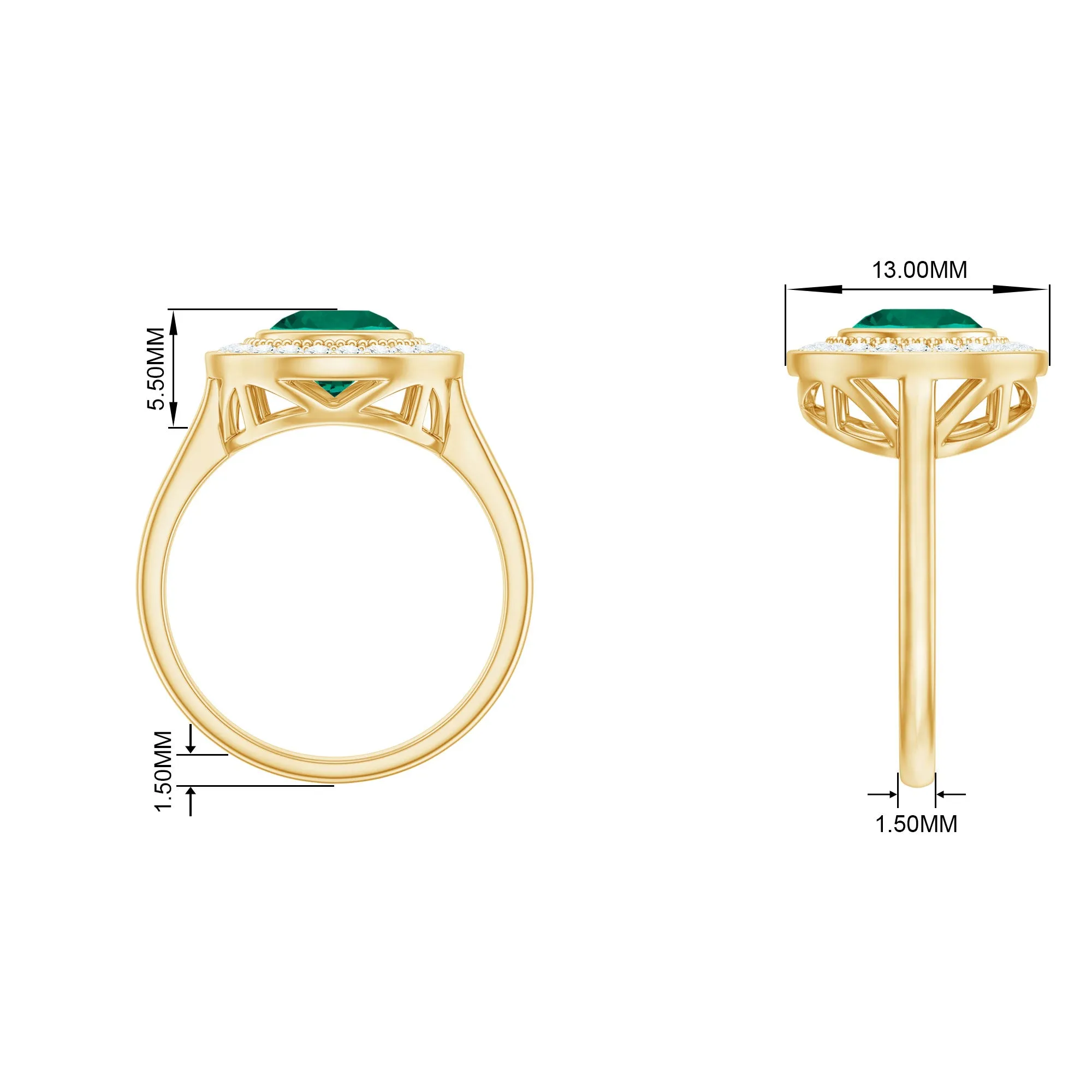 Vintage Style Lab Grown Emerald Engagement Ring With Moissanite Halo