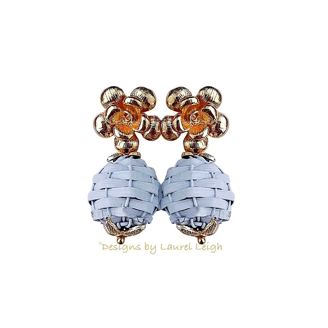 Wicker Rattan Floral Drop Earrings