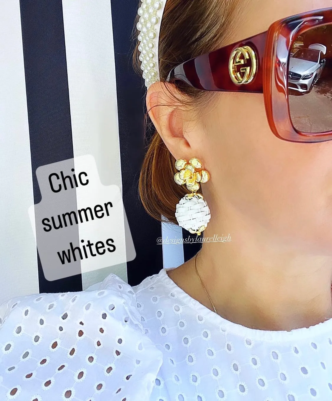 Wicker Rattan Floral Drop Earrings